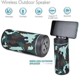 KT-125 Mini Handy Bluetooth Speaker, Portable, Splash-Proof, High Bass Sound, FM Radio, TF Card Slot, Built-in Mic, with inbuilt Phone Stand Color - Foji
