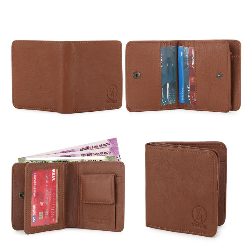ZOSTER Tan Vegan Leather Wallet for Men & Women - Stylish and Sustainable Wallet view 5
