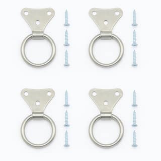 Cabinet Door Pull Chest Rings (Pack of 4) � 25 mm Inner Diameter � Mild Steel Plate O-Ring Pulls with 12 Screws � Ring Pulls for Cabinets, Drawers, Windows