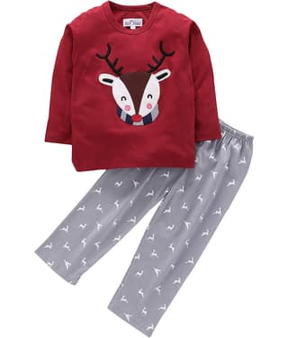 Nite Flite Pack of 1 Boys 100% Cotton Nightsuit Set ( Multi Color )