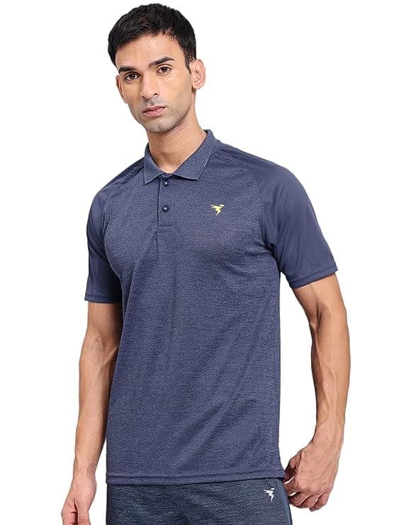TECHNOSPORT Men's Solid Slim Fit T-Shirt Spruce Navy view 2