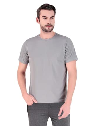 Freecultr Men's Activewear Sports T-Shirt Quick Dry Half Sleeve Plain Soft & Stylish Polyster Dry Fit Gym Workout Running Casualwear T Shirts for Man Pack of 1-Grey