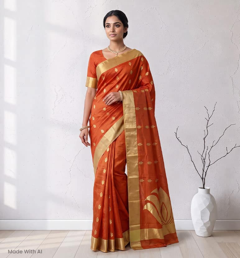 Handloom Chanderi Silk By Cotton Saree view 7