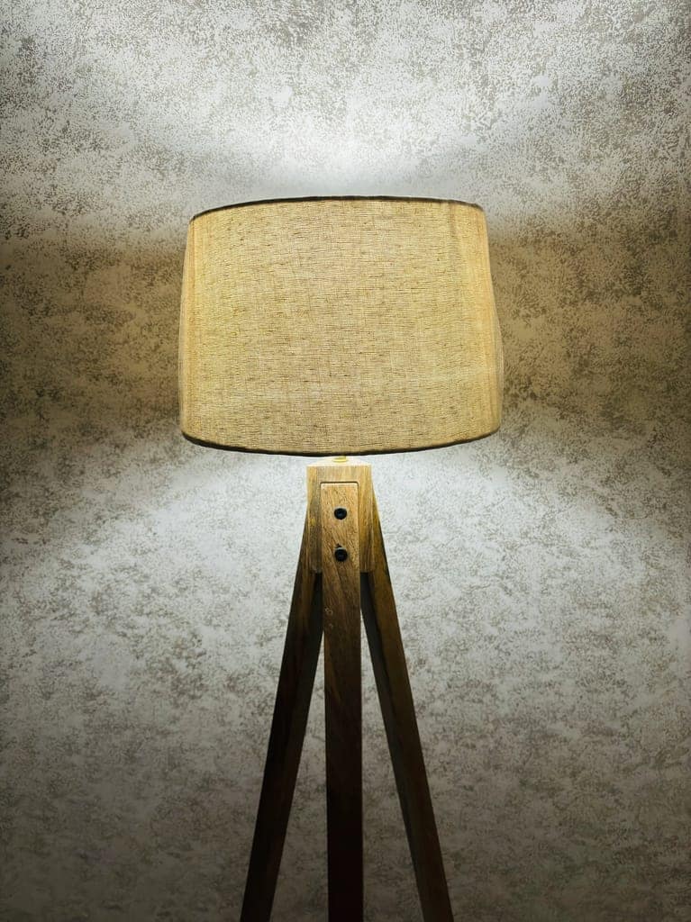 Wooden Floor Lamp, 3-Leg Lamp view 2