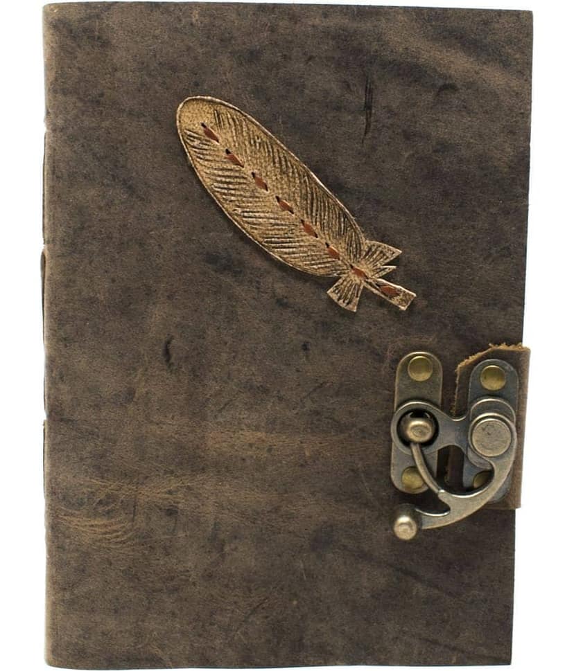 100% Handmade Recycled Cotton Paper Journal (Finished Leather Journal) Regular Journal Unruled 200 Pages (Coffee)