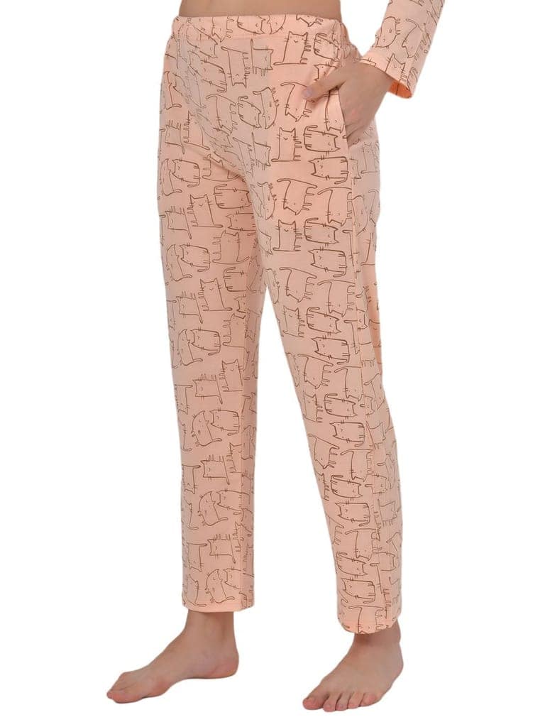 Klamotten Women's Baby Pink Allover Printed Top Pyjama Set N55H view 5