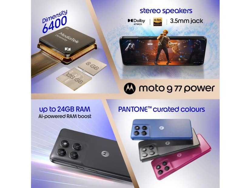 Motorola G77 Power Smartphone, 4GB RAM, 128GB Storage - PANTONE Impenetrable view 3