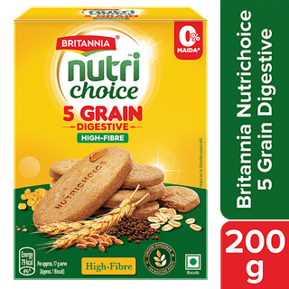 Britannia Nutrichoice 5 Grain Digestive Multigrain Biscuits - High Fibre, With Honey, Healthy Snack, 200 G