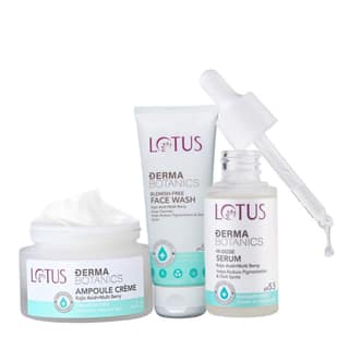 Lotus Dermabotanics Kojic Acid + Multi Berry Hi-Dose Serum(28ml) + Kojic Acid + Multi Berry Ampoule Face Cream(50gm) +Kojic Acid + Multi Berry Blemish-Free Face Wash(100gm) Pack of 3