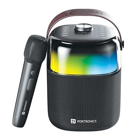 Portronics Dash 4 50W Wireless Bluetooth Party Speaker with Karaoke Mic, Upto 6 Hours Playtime, HD Sound, Bass Boost Technology (Black)
