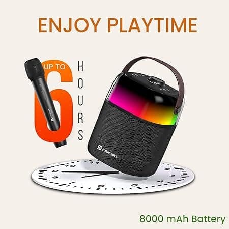Portronics Dash 4 50W Wireless Bluetooth Party Speaker with Karaoke Mic, Upto 6 Hours Playtime, HD Sound, Bass Boost Technology (Black) view 2