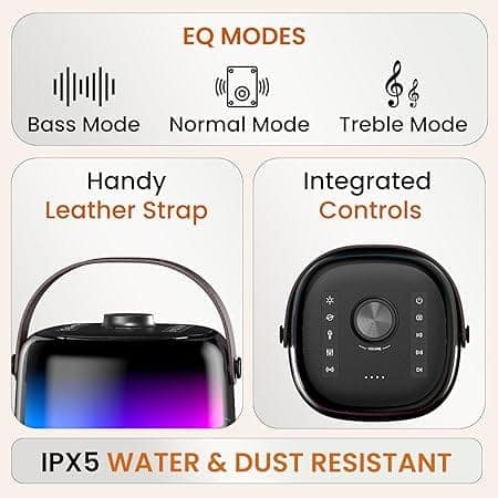 Portronics Dash 4 50W Wireless Bluetooth Party Speaker with Karaoke Mic, Upto 6 Hours Playtime, HD Sound, Bass Boost Technology (Black) view 3