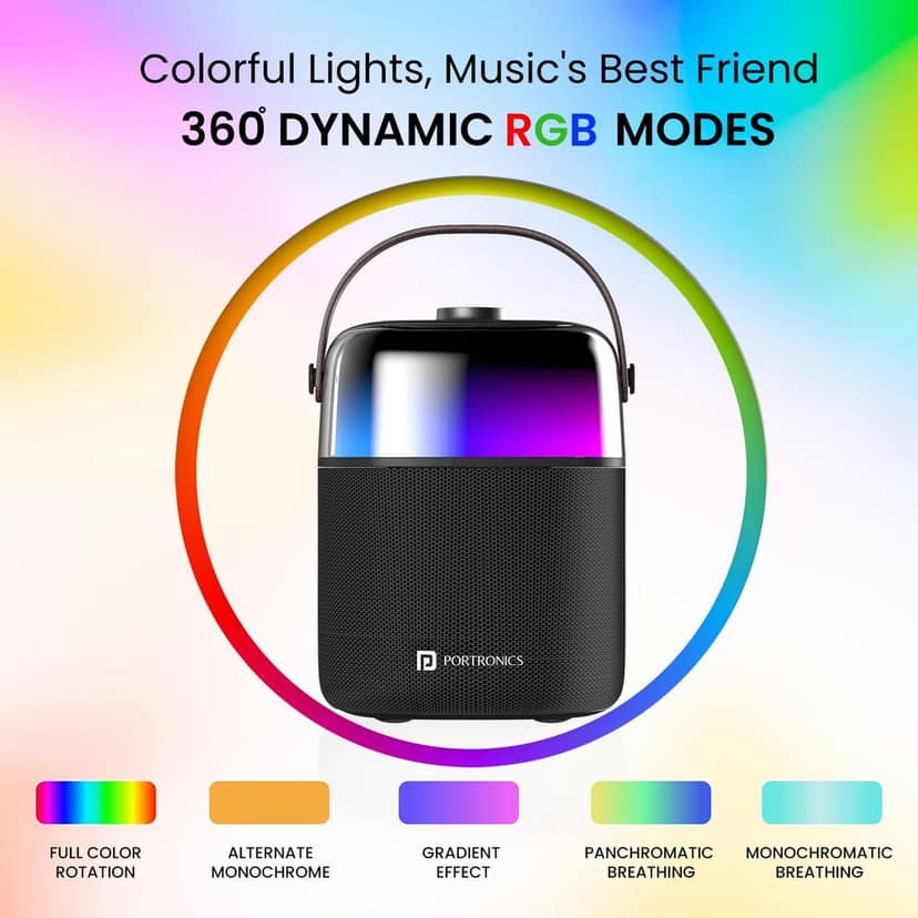 Portronics Dash 4 50W Wireless Bluetooth Party Speaker with Karaoke Mic, Upto 6 Hours Playtime, HD Sound, Bass Boost Technology (Black) view 7