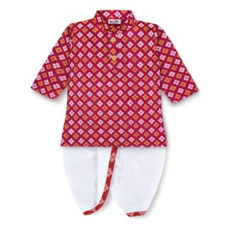 mustmom Rice Ceremony Full Sleeve Cotton Ethnic Dress Kids Lungi Dhoti Kurta Set for Boy