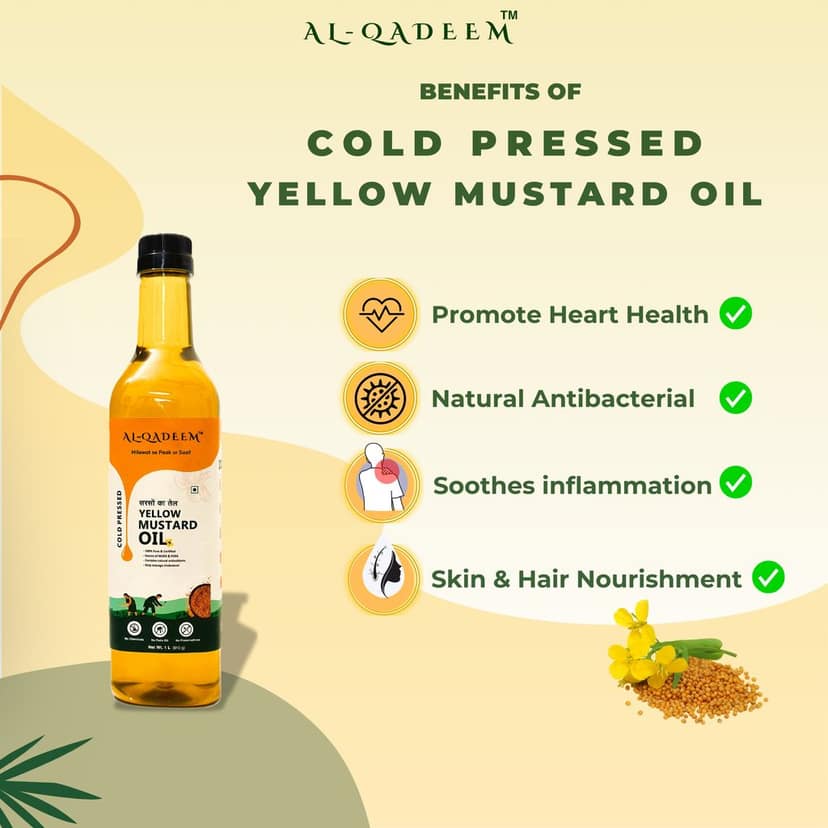 Premium Cold-Pressed Yellow Mustard Oil – 100% Pure & Lab Tested | Heart Health & Skin - Pack of 3 view 3