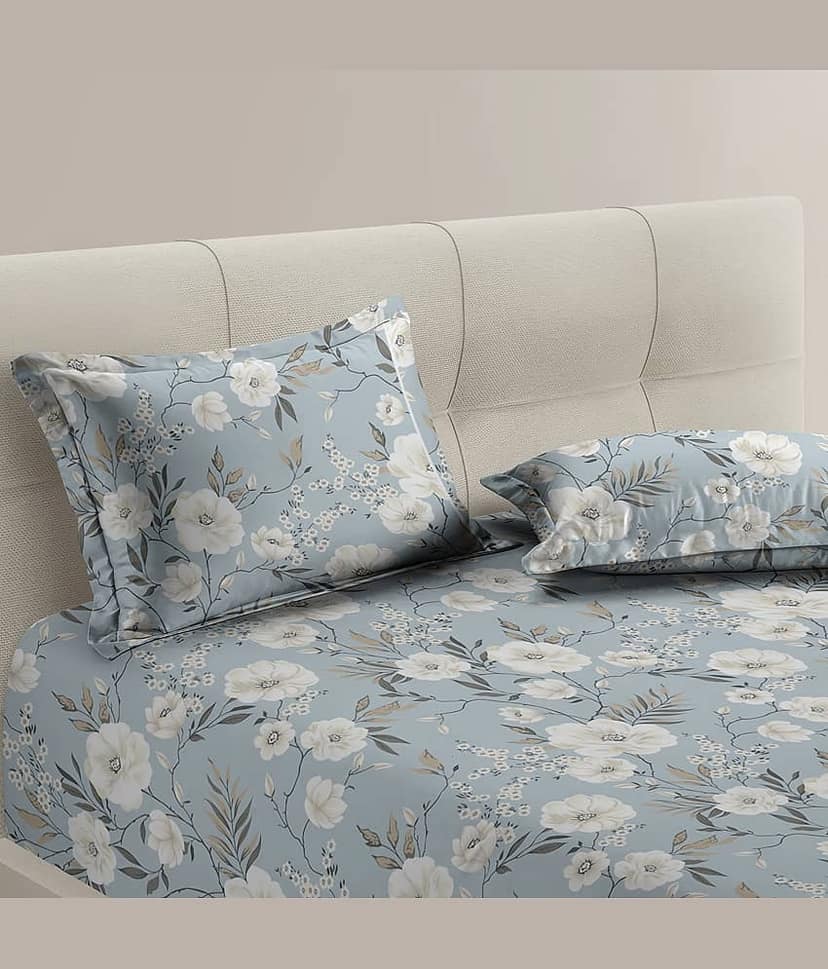 Apala Sky Blue Microfiber 1 Double King Bedsheet with 2 Pillow Covers ( 254 cm x 228 cm )