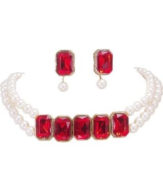 Ronak Creations Alloy Green Choker Designer Gold Plated Necklaces Set