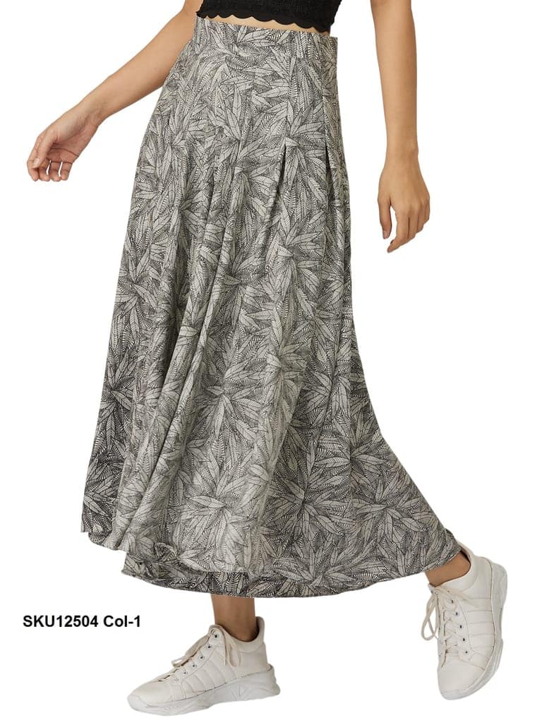 Women's Grey Printed Polyester Palazzo Pants view 2