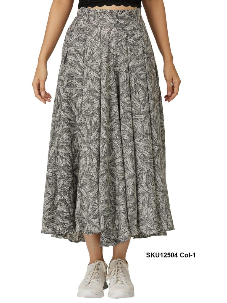 Women's Grey Printed Polyester Palazzo Pants view 3