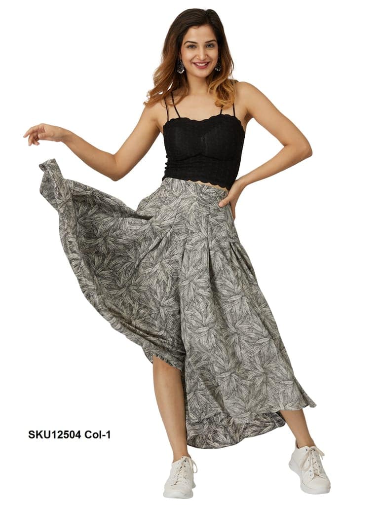 Women's Grey Printed Polyester Palazzo Pants view 7