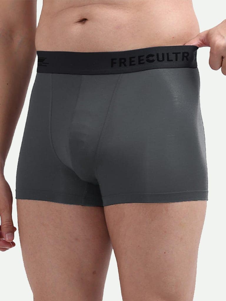 FREECULTR Men's Underwear Anti Bacterial Micromodal Airsoft Trunk - Non Itch No Chaffing Sweat Proof - Pack of 1-Ash Grey view 5