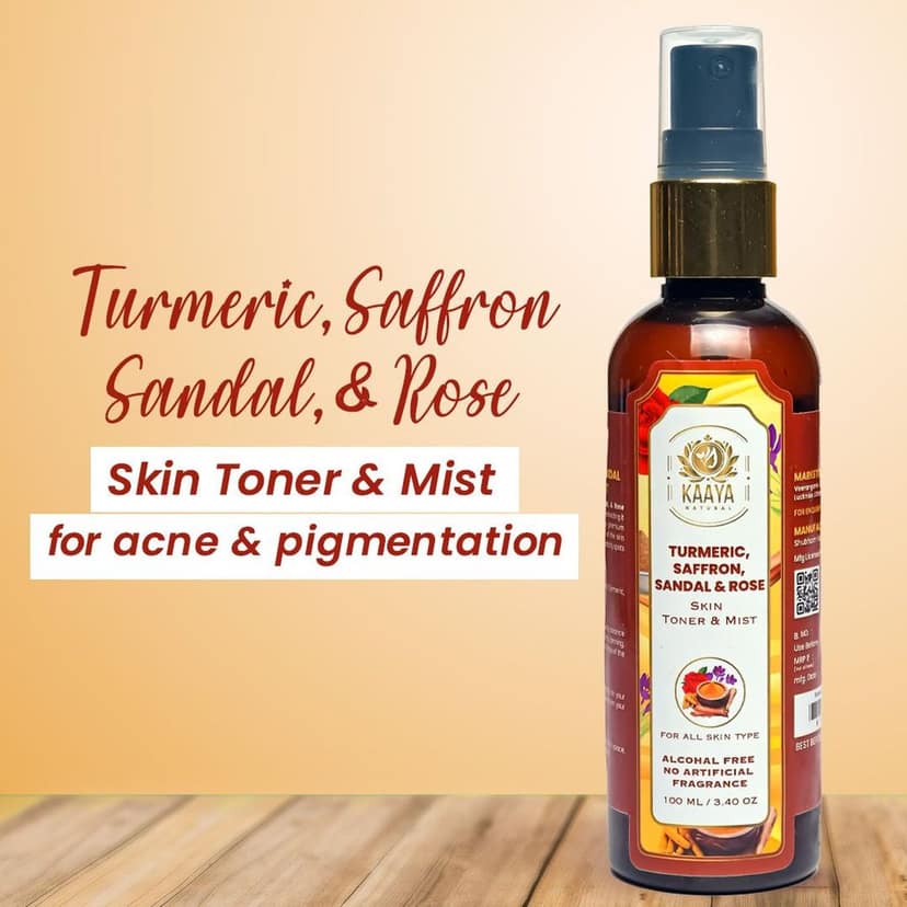 Kaaya Natural Turmeric, Saffron, Sandal & Rose Toner & Mist 100ML Bottle (BUY 1 GET 1 FREE) view 2