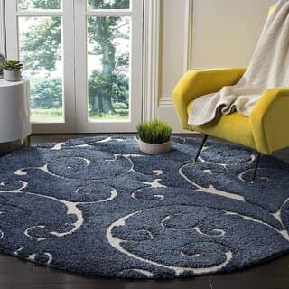 GALLERY HOME Silky Smooth Anti-Skid Shaggy Round Carpet with 2 inch Thickness (4 x 4 Round, Blue S5)