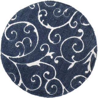GALLERY HOME Silky Smooth Anti-Skid Shaggy Round Carpet with 2 inch Thickness (4 x 4 Round, Blue S5) view 2