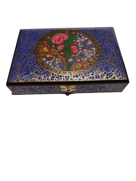 Handcrafted Wooden Jewelry Box with Intricate Floral Design view 4