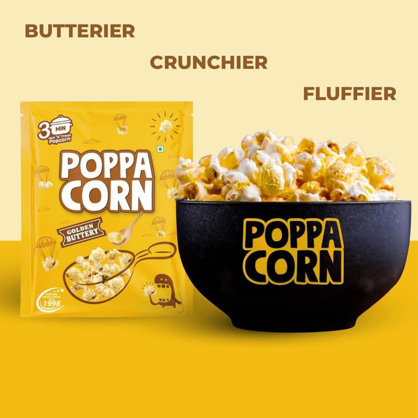 POPPACORN Instant Popcorn 35gx10 Pouches Golden Buttery & 35gx10 Pouches Natural Salty, 700gm Pack of 20 view 4