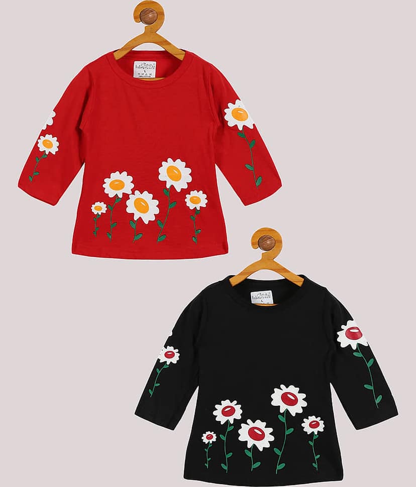 Babeezworld Pack of 2 Baby Girls Cotton T-Shirt ( Multi )
