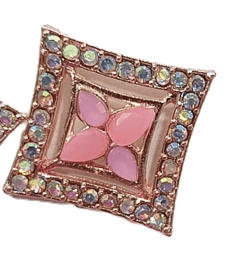 Elegant Rhinestone and Pink Crystal Flower Stud Earrings view 2