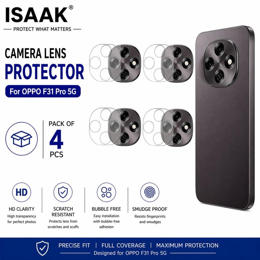 ISAAK Back Camera Lens Protector compatible for OPPO F31 Pro 5G (Pack of 4)