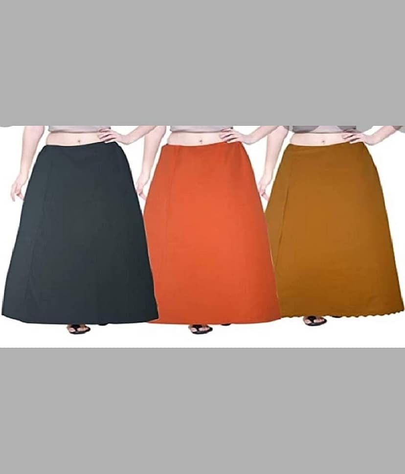 Perfect cloth store Multicoloured Cotton Petticoat - Pack of 3