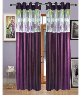 Homefab India Plain Semi-Transparent Eyelet Window Curtain 5ft (Pack of 2) - Green