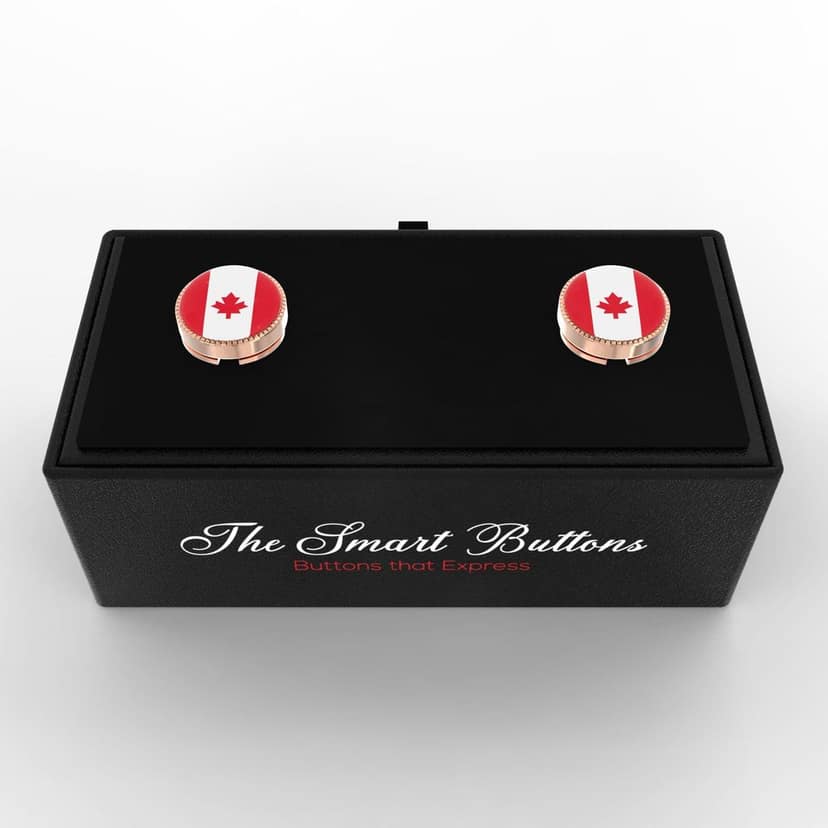 The Smart Buttons - Shirt Button Cover Cufflinks for Men - Canada Flag Style view 3