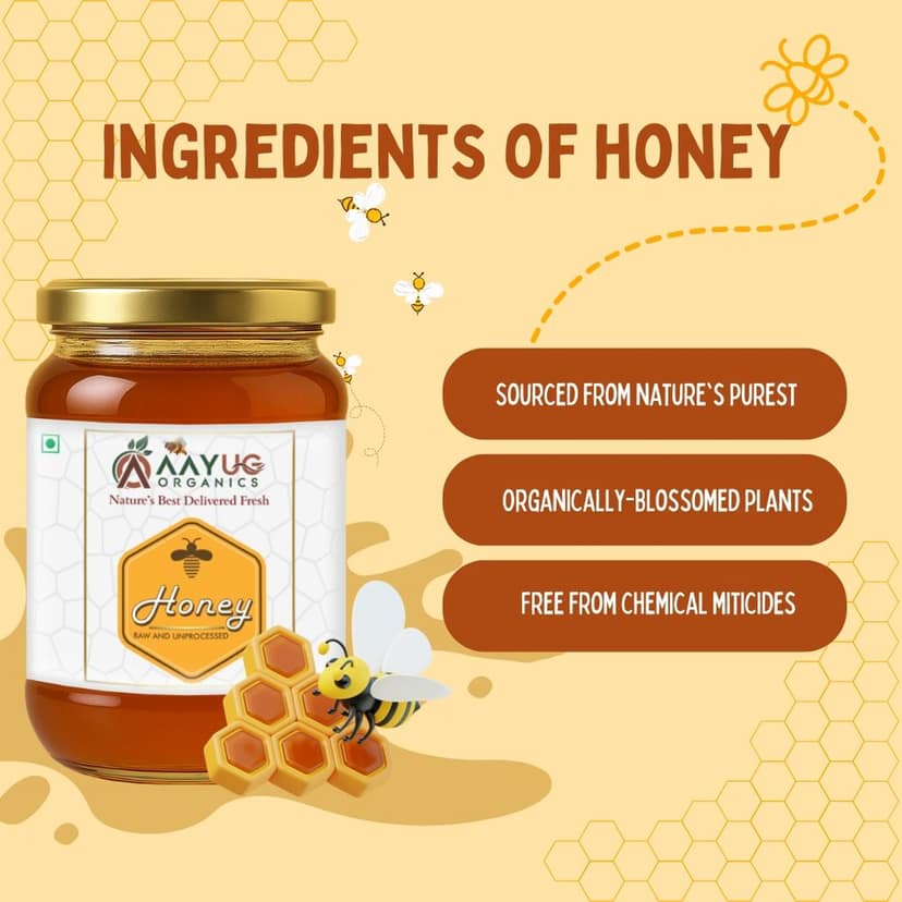 Aayug Raw Honey, Pure and Unprocessed, Wild Forest Organic Honey (500 gm) view 4