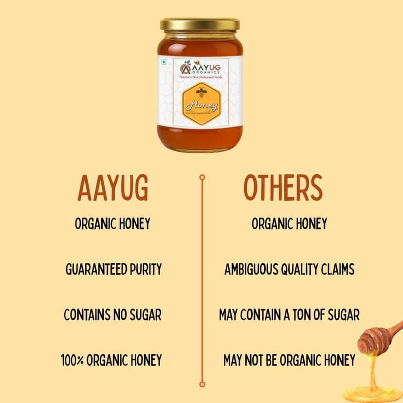 Aayug Raw Honey, Pure and Unprocessed, Wild Forest Organic Honey (500 gm) view 6