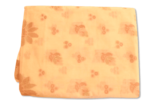 Cream and Peach Floral Embroidered Net Saree view 3