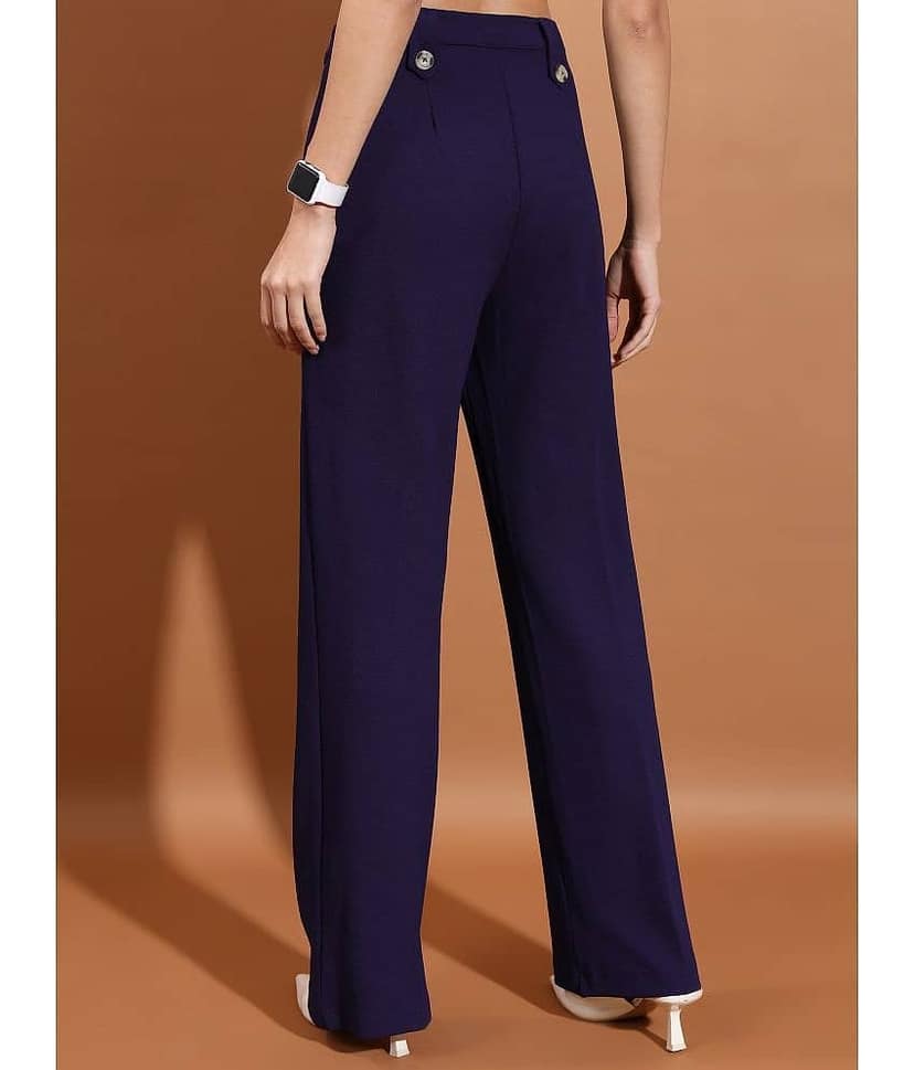 Ketch Navy Polyester Regular Women's Casual Pants ( Pack of 1 ) view 3