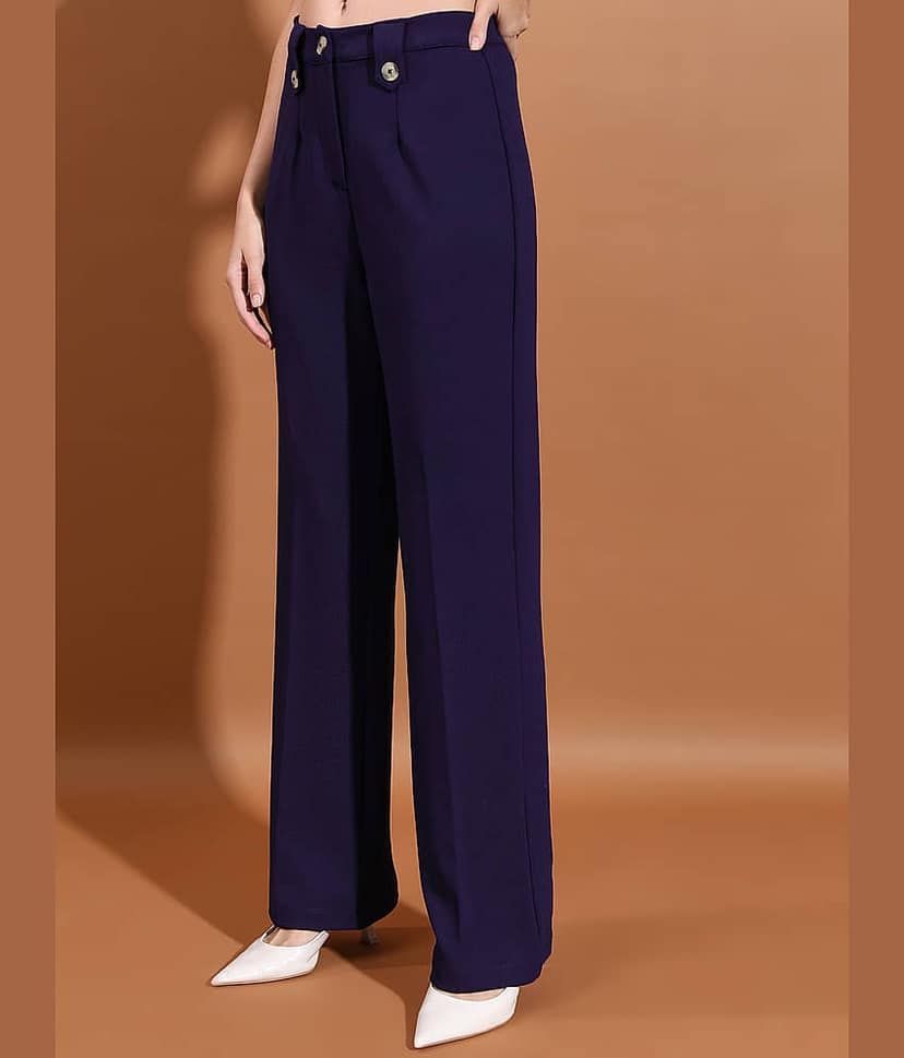 Ketch Navy Polyester Regular Women's Casual Pants ( Pack of 1 ) view 4