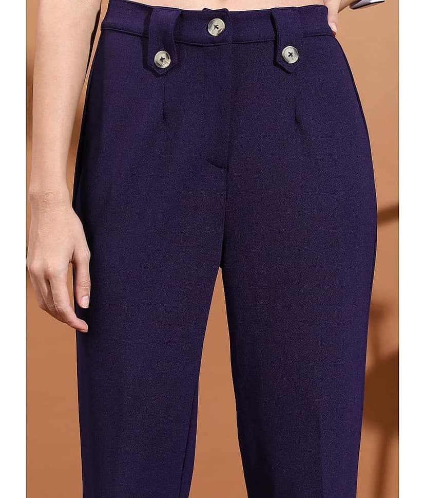 Ketch Navy Polyester Regular Women's Casual Pants ( Pack of 1 ) view 5