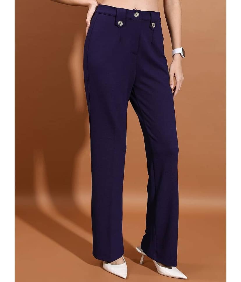 Ketch Navy Polyester Regular Women's Casual Pants ( Pack of 1 ) view 6