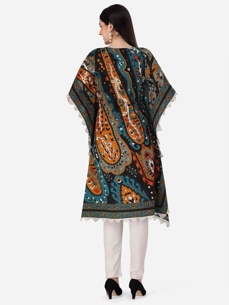 Buy & Try Women's Cotton Printed Kaftan Kurtas Beach Night Wear Dress. view 2