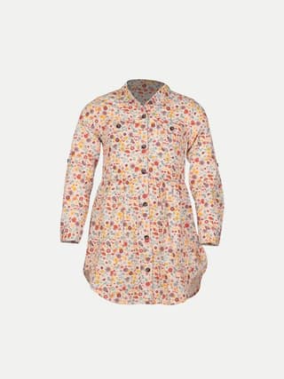 Girls Multicolor Floral Shirt Dress