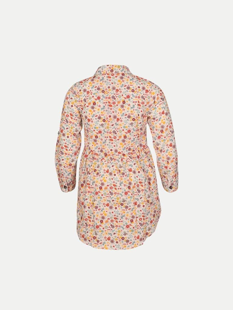 Girls Multicolor Floral Shirt Dress view 4