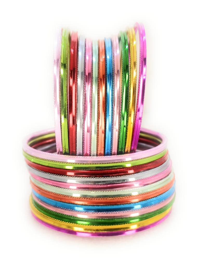SBS Multicolor Glossy Finish Metal Bangles set of 24 bangles for Girl Child view 3