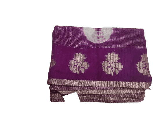 Purple Georgette Saree With Golden Zari Boarder view 3