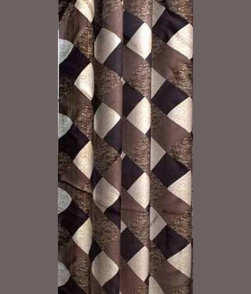 N2C Home Floral Semi-Transparent Eyelet Curtain 5 ft ( Pack of 2 ) - Brown view 2