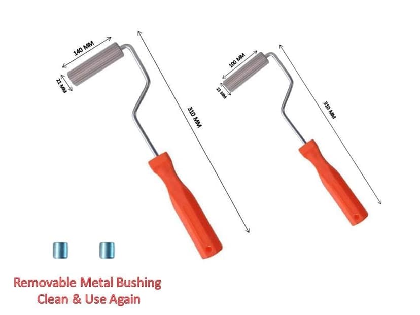 MD Fiberglass Roller Tool, Aluminum Alloy FRP Bubble Paddle Laminating Roller for FRP Resin Work (Pack of Two Size 21 x 140 mm & 21 x 100 mm) view 2